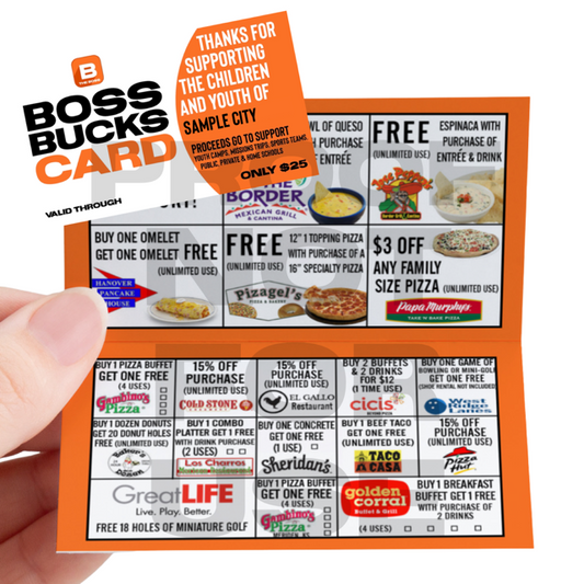BOSS BUCKS FUNDRAISER PHYSICAL CARD (not available for all cities)