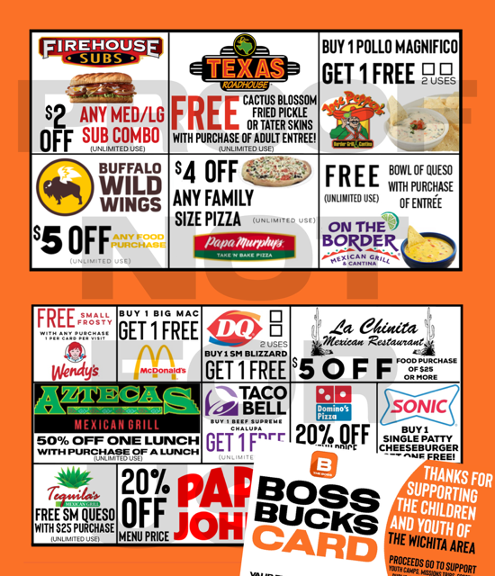 BOSS BUCKS FUNDRAISER PHYSICAL CARD (not available for all cities)