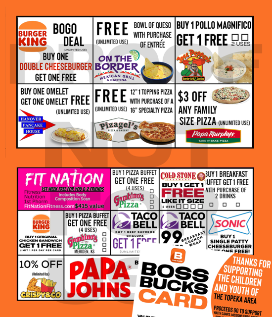 BOSS BUCKS FUNDRAISER PHYSICAL CARD (not available for all cities)